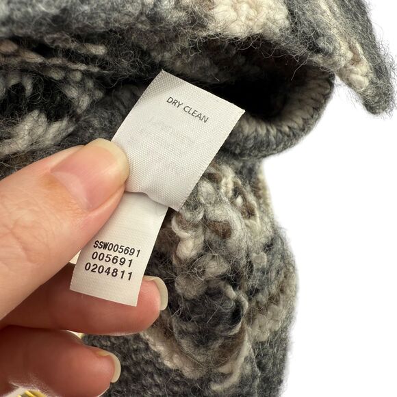 J. Jill Open Knit Cardigan Size MEDIUM Gray Wool Alpaca Blend Nordic Fair Isle - Picture 16 of 16